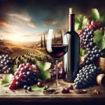 Bouteilles de Cabernet Sauvignon vin entourées de grappes de raisins et de verres de dégustation, mettant en avant les secrets et saveurs de ce cépage.