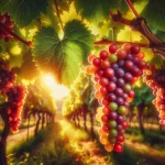 Raisin Garnacha mûr sur la vigne, mettant en valeur la couleur profonde et les grappes juteuses, symbole des atouts de cette variété de raisin.