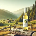 Image d'un verre de Vin Muscat blanc, mettant en valeur sa couleur dorée et ses arômes fruités, accompagné de raisins frais et d'une dégustation en plein air.