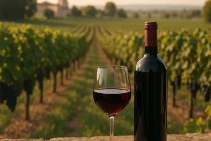 Vue de vignobles à Bordeaux ensoleillés.