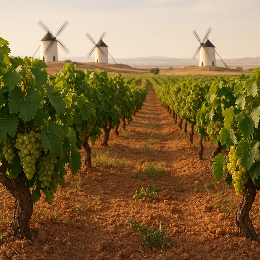 Vins de La Mancha dans un vignoble verdoyant