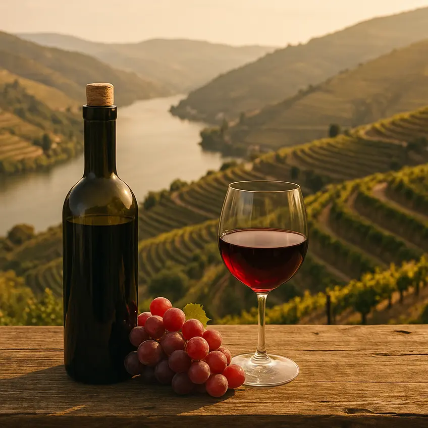 Vignobles de Vin Douro au coucher de soleil