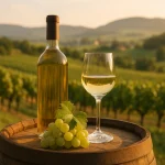 Caveau avec bouteilles de Vin Jura.