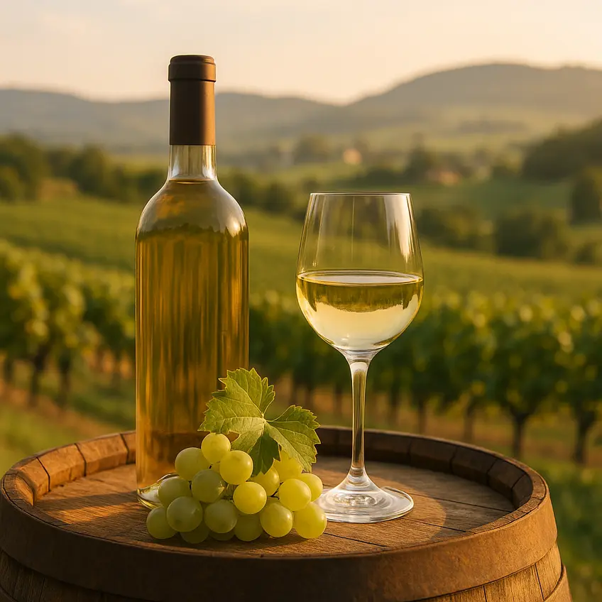 Caveau avec bouteilles de Vin Jura.
