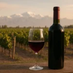 Bouteilles de vin Mendoza dans un vignoble.