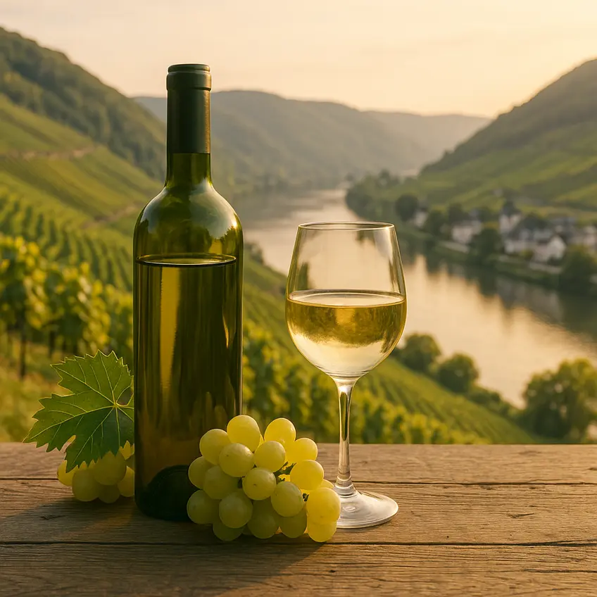 Vignoble de la Mosel avec raisins mûrs