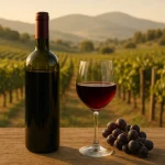 Vins de Nemea dans un vignoble ensoleillé.
