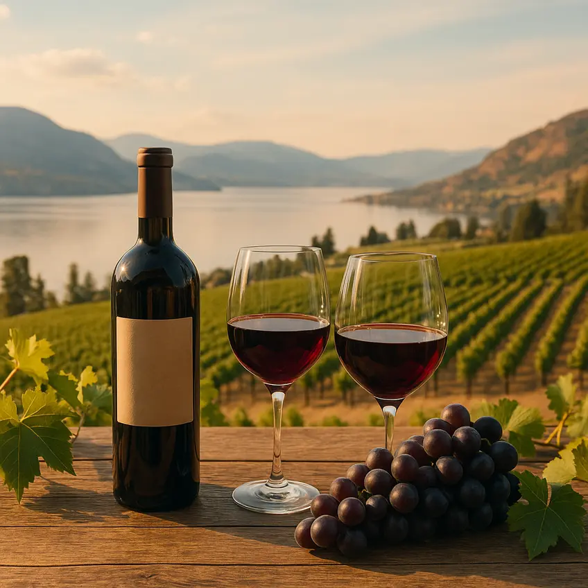 Raisins du vignoble Vin Okanagan ensoleillé.