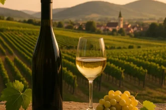Vignes et bouteilles de Vin Pfalz
