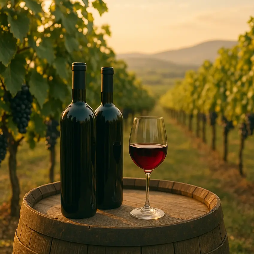 Vigne et bouteilles de vin Shandong