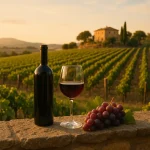Vignes en Sicile et verres de vin