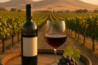 Vignoble et bouteilles de Vin Swartland