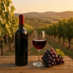 Verres de vin Toro avec vignoble en arrière-plan