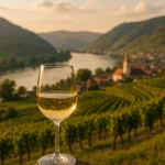 Vigne et bouteilles de vin Wachau ensoleillées